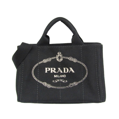 Prada Canapa, Black, Canvas, shoulder