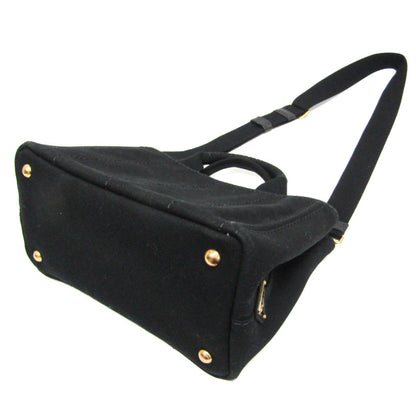 Prada Canapa, Black, Canvas, shoulder