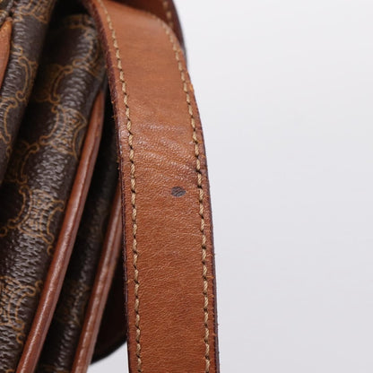 Celine Vintage Macadam Canvas and Leather, Brown, PVC, Shoulder Bag
