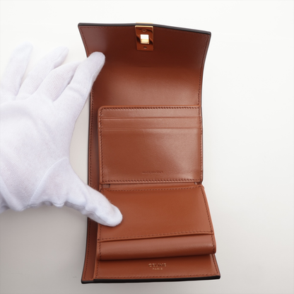 Celine 16 Trifold Wallet Leather, Brown, Leather, Wallet
