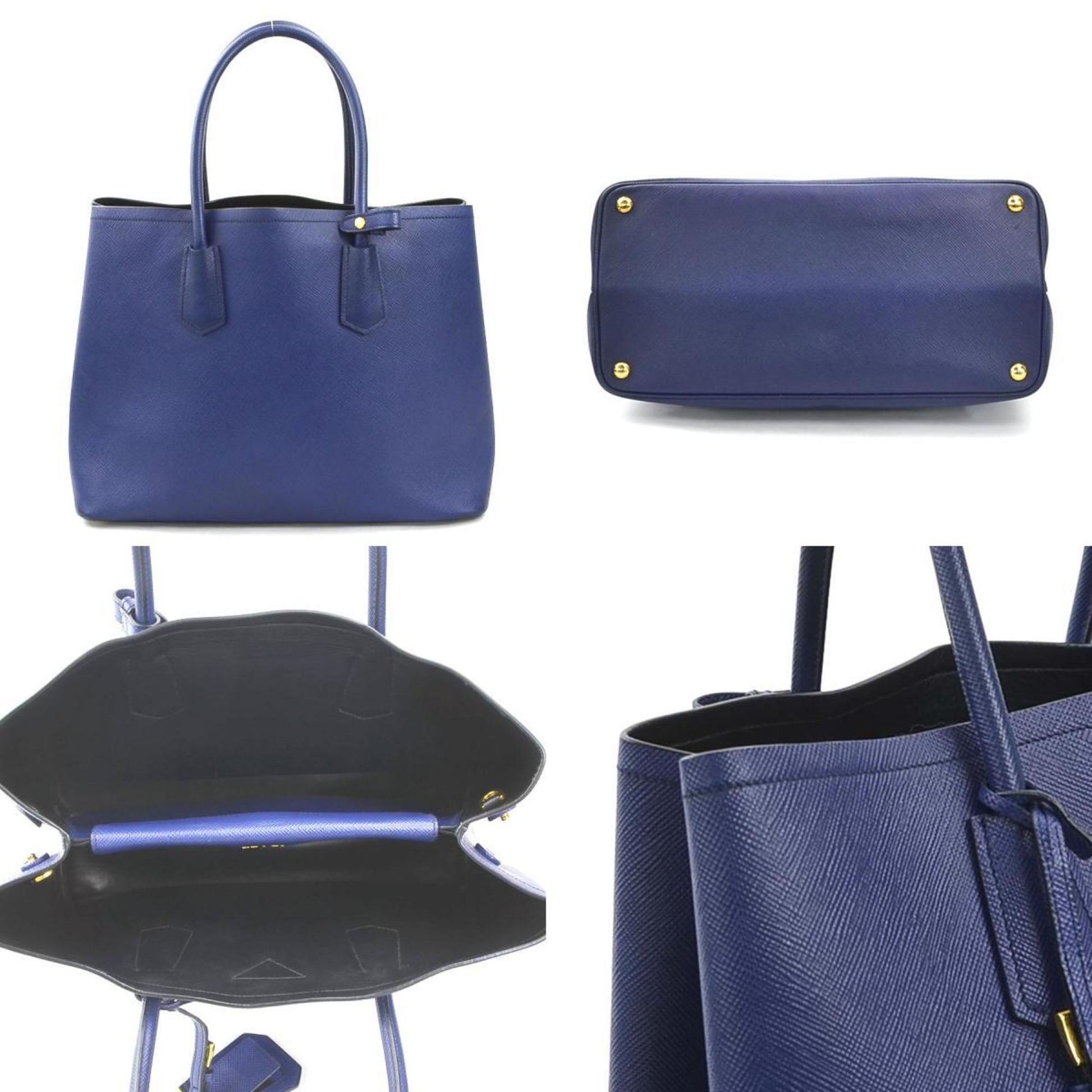 Prada Saffiano, Blue, Leather, handbag