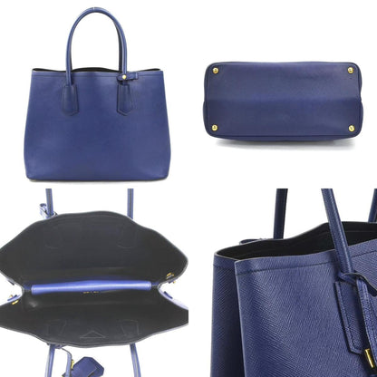 Prada Saffiano, Blue, Leather, handbag