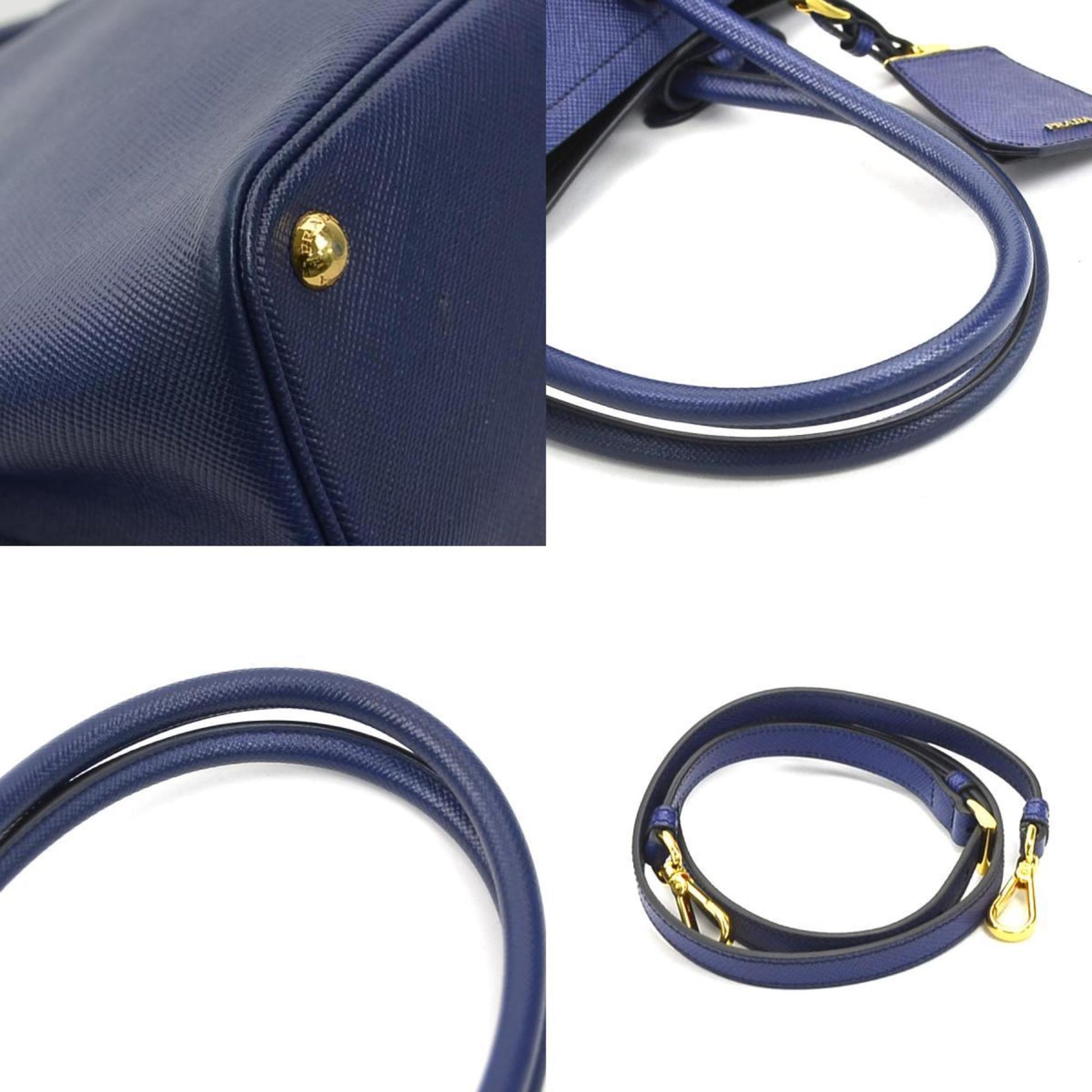 Prada Saffiano, Blue, Leather, handbag