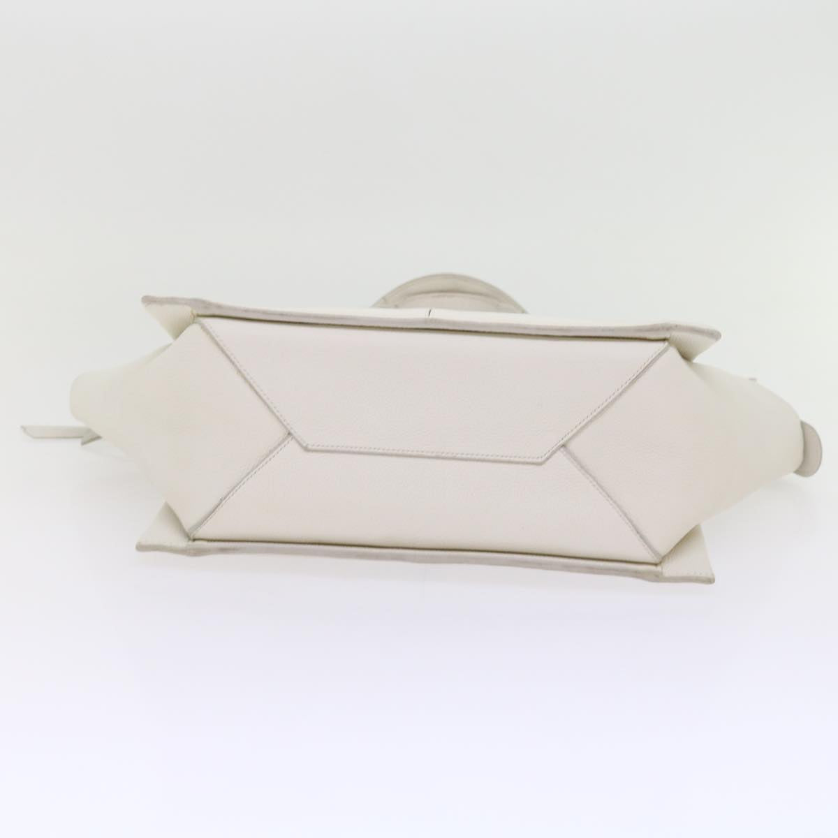 Celine Tri-Fold Shoulder Bag Grained Calfskin, WHITE, LEATHER, Shoulder bag