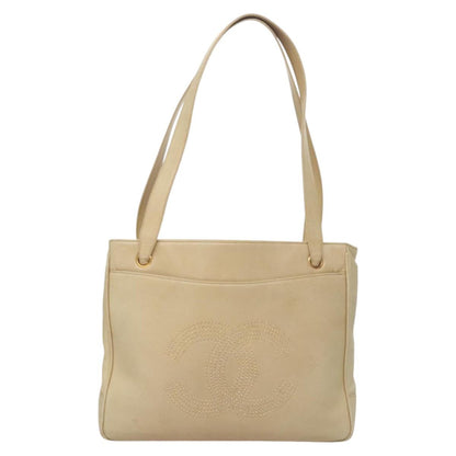 Chanel Coco Mark, Beige, Leather, shoulder