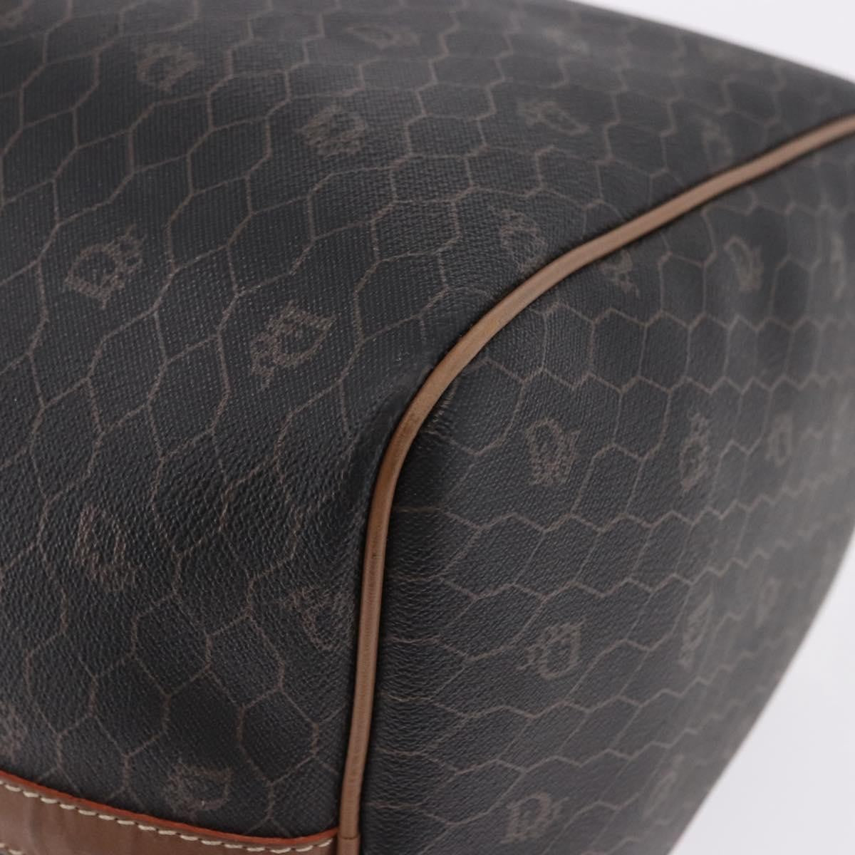Christian Dior Vintage Honeycomb Boston Canvas and Leather, Black, Canvas, Travel Bag