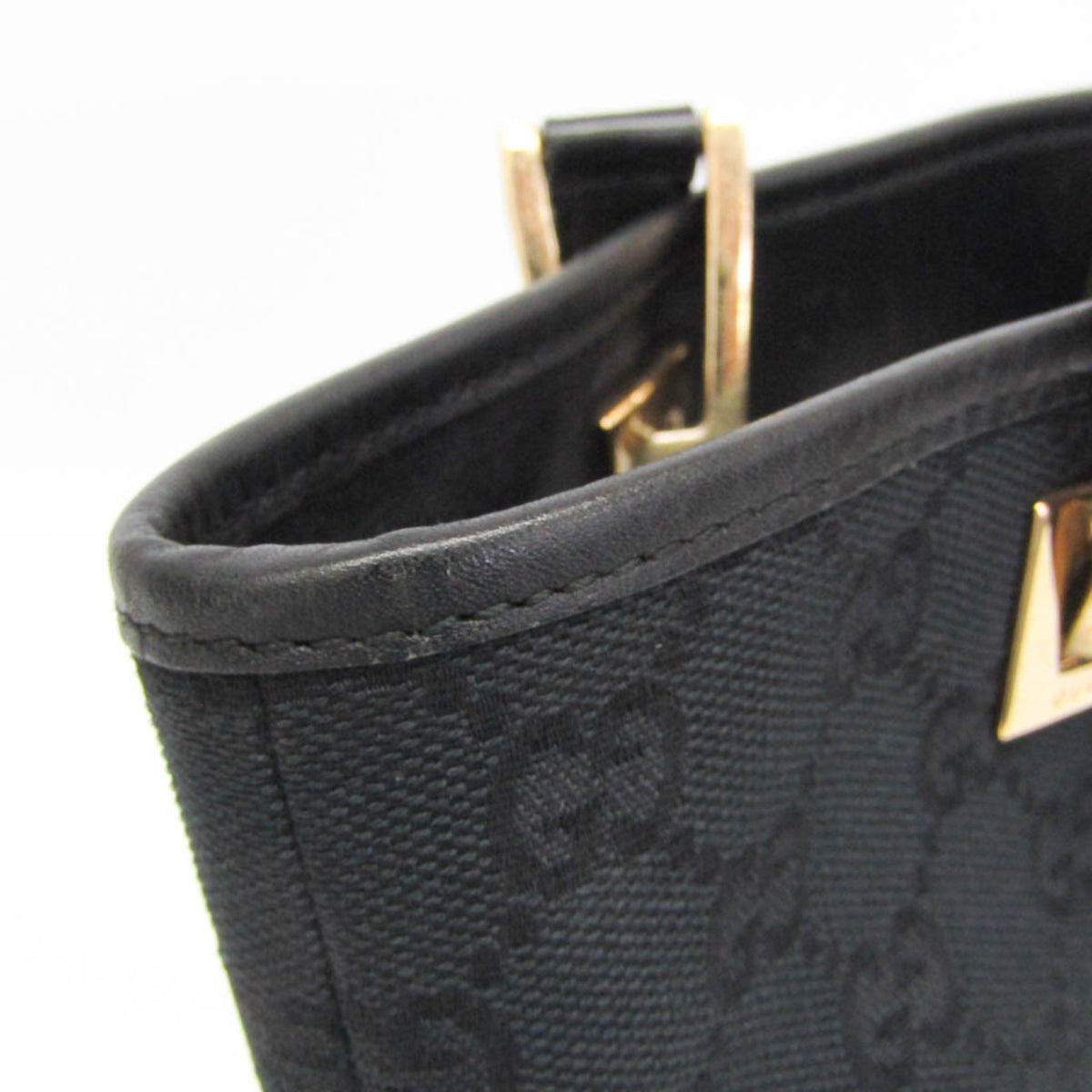 Gucci Vintage Bucket Shopping GG Canvas, Black, Canvas, Tote Bag