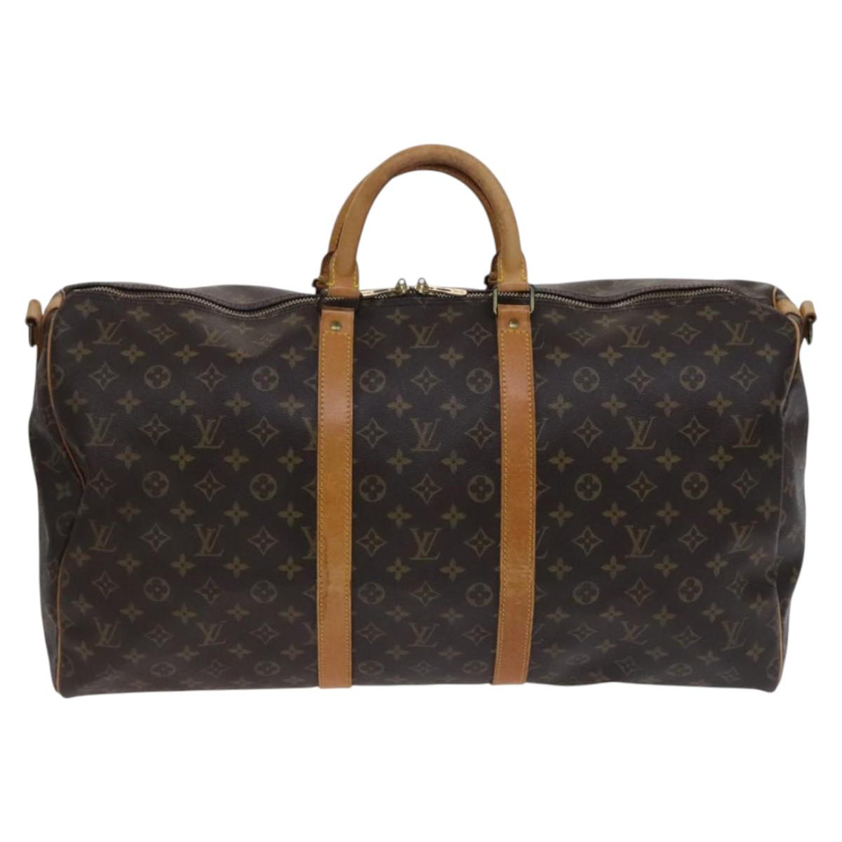 Louis Vuitton Keepall Bandouliere 55, Brown, Canvas, travel