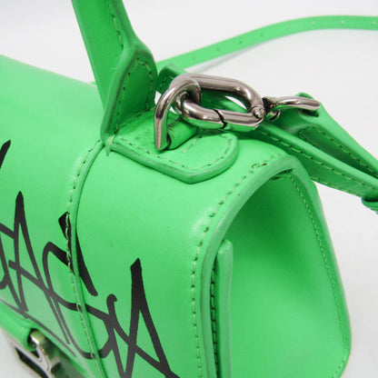 Balenciaga Graffiti Hourglass Top Handle Leather, Green, Leather, Handbag