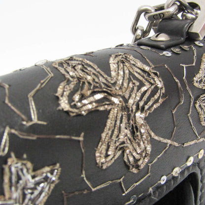 Christian Dior J'Adior Flap Embellished Leather, Black, Leather, Handbag