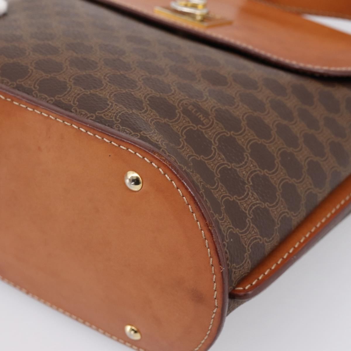 Celine Macadam Leather, Brown, Canvas, Shoulder Bag