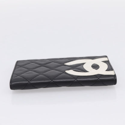 Chanel Cambon Flap Card Case Quilted Lambskin, Black, Leather, Card Holder