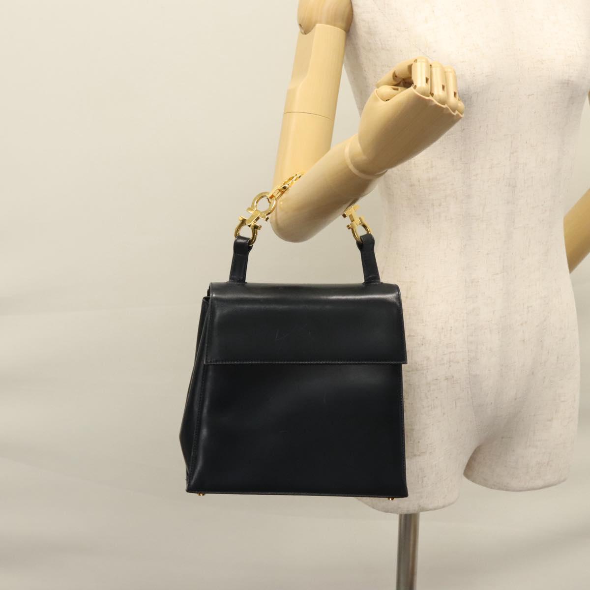 Salvatore Ferragamo Gancini, Black, Leather, handbag