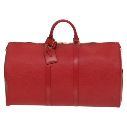 Louis Vuitton Keepall 55, Red, Leather, travel