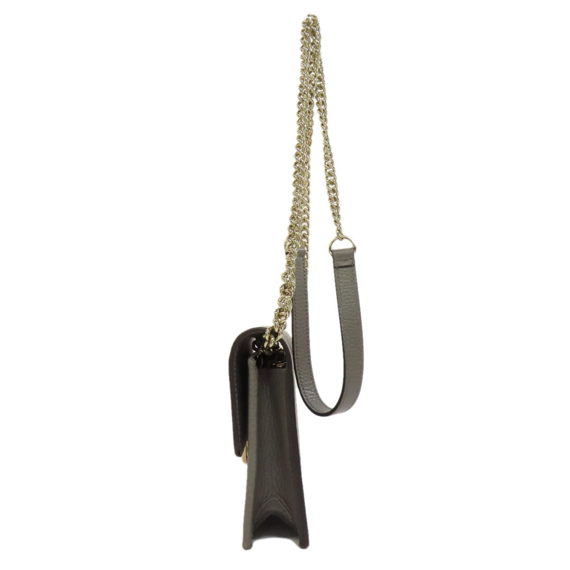 Gucci Wallet on Chain, Grey, Leather, clutch