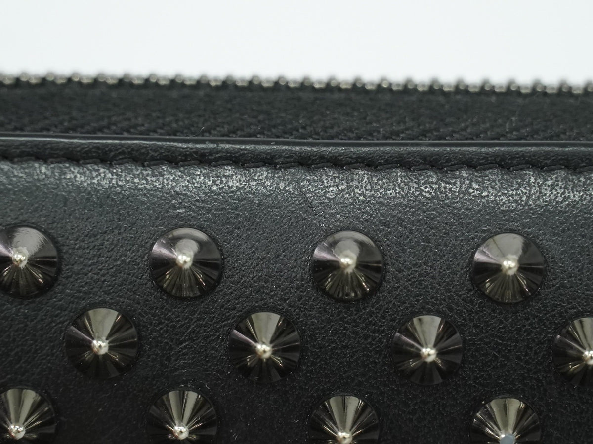 Christian Louboutin Panettone Spiked Leather, Black, Leather, Wallet