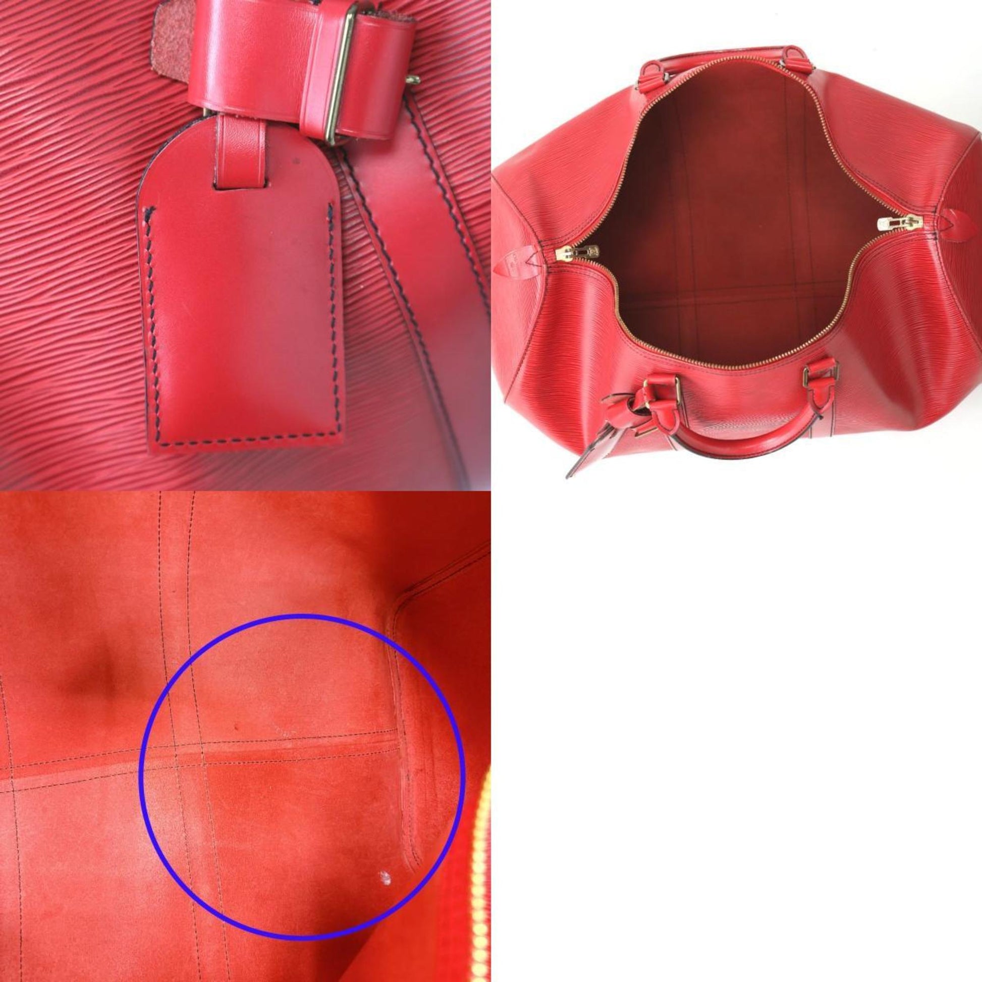 Louis Vuitton Keepall 50, Red, Leather, travel