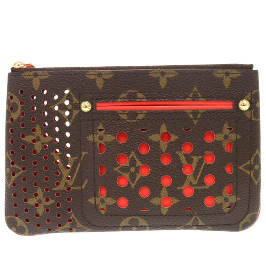 Louis Vuitton Pochette Clés, Brown, Canvas, clutch