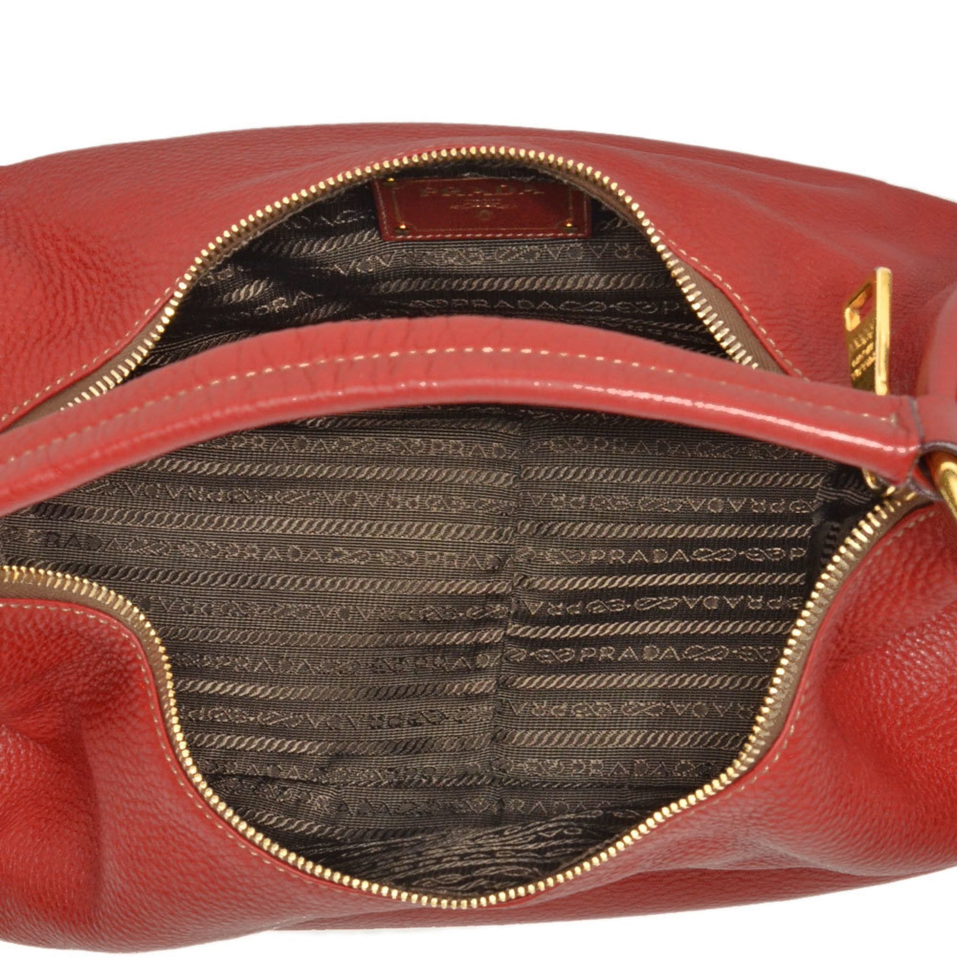 Prada Saffiano, Red, Leather, shoulder