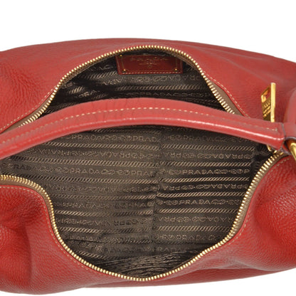 Prada Saffiano, Red, Leather, shoulder