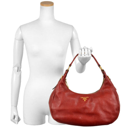 Prada Saffiano, Red, Leather, shoulder