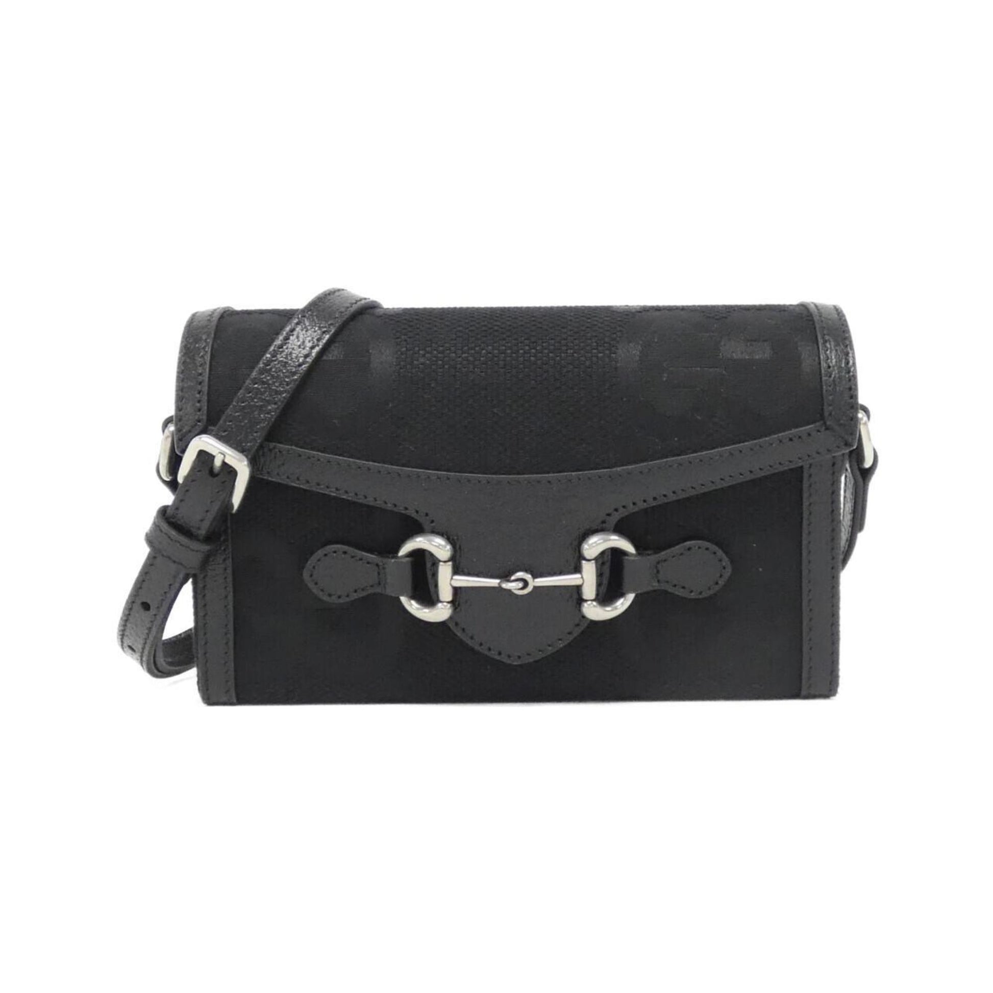 Gucci Horsebit, Black, Canvas, shoulder