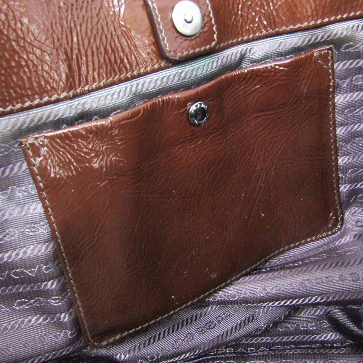 Prada Convertible Zippers Vernice Sfumata, Brown, Patent Leather, Tote Bag