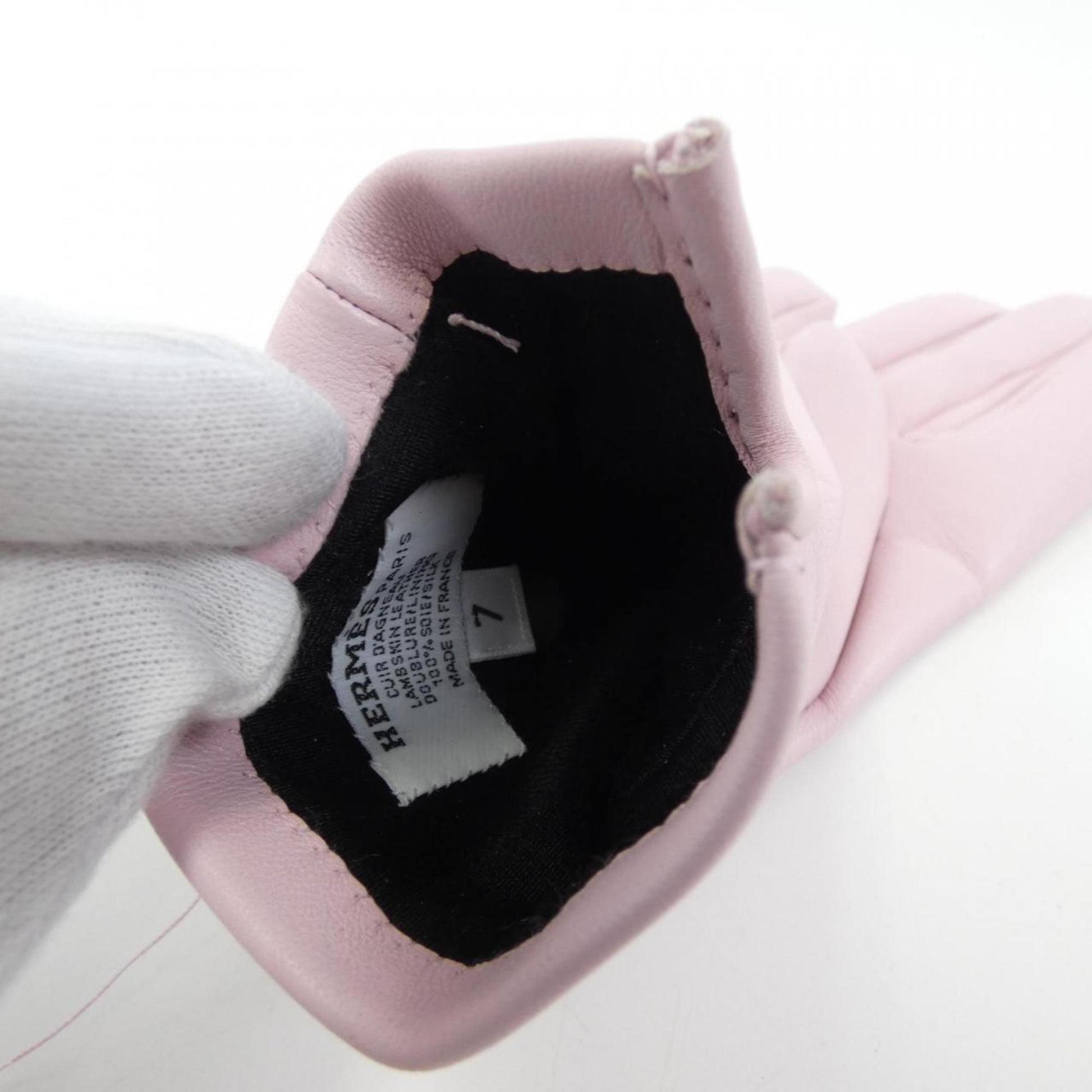 Hermès --, Pink, Leather, gloves