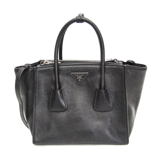 Prada Twin Zip, Black, Leather, handbag