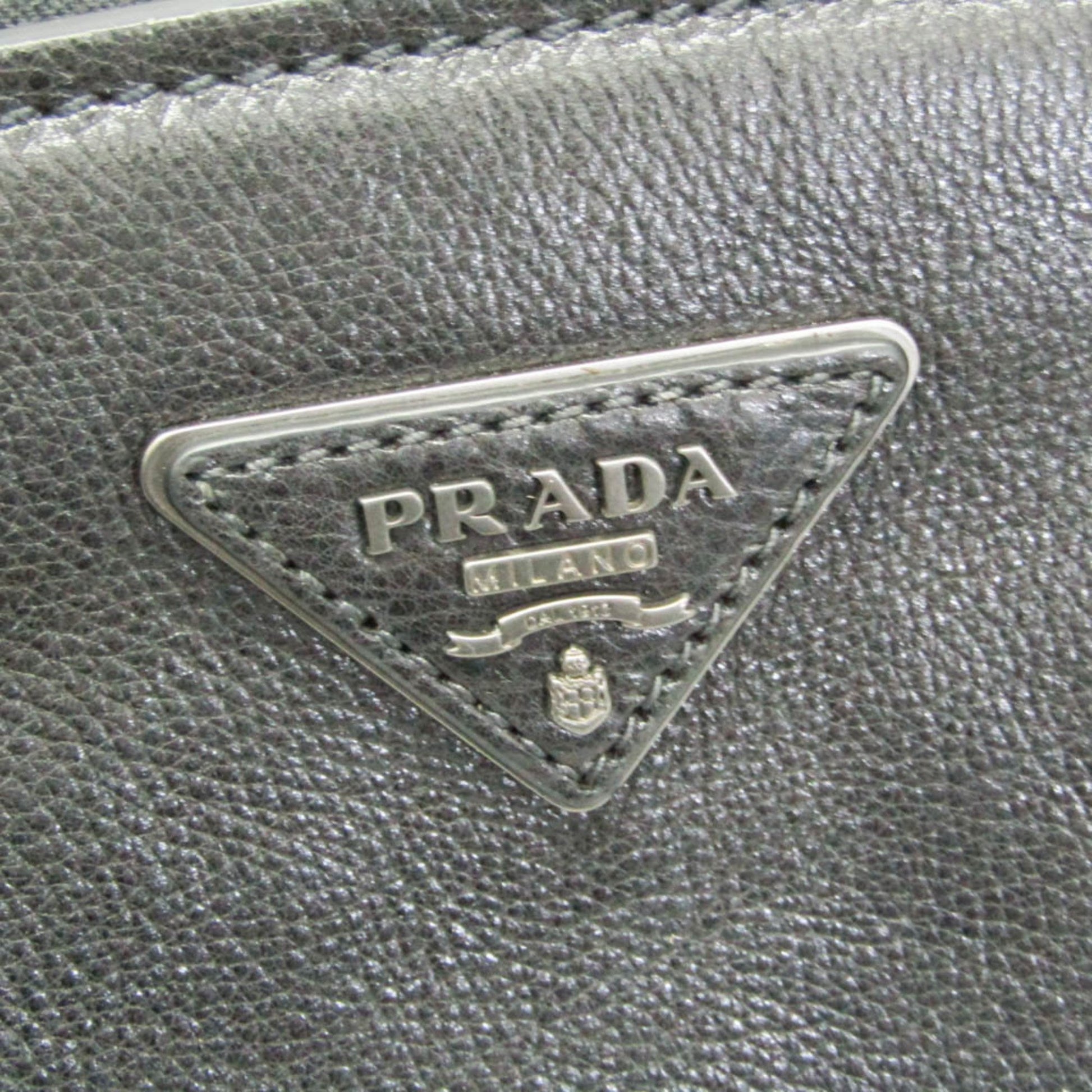 Prada Twin Zip, Black, Leather, handbag