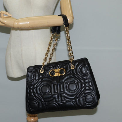 Salvatore Ferragamo Gancini, Black, Leather, tote
