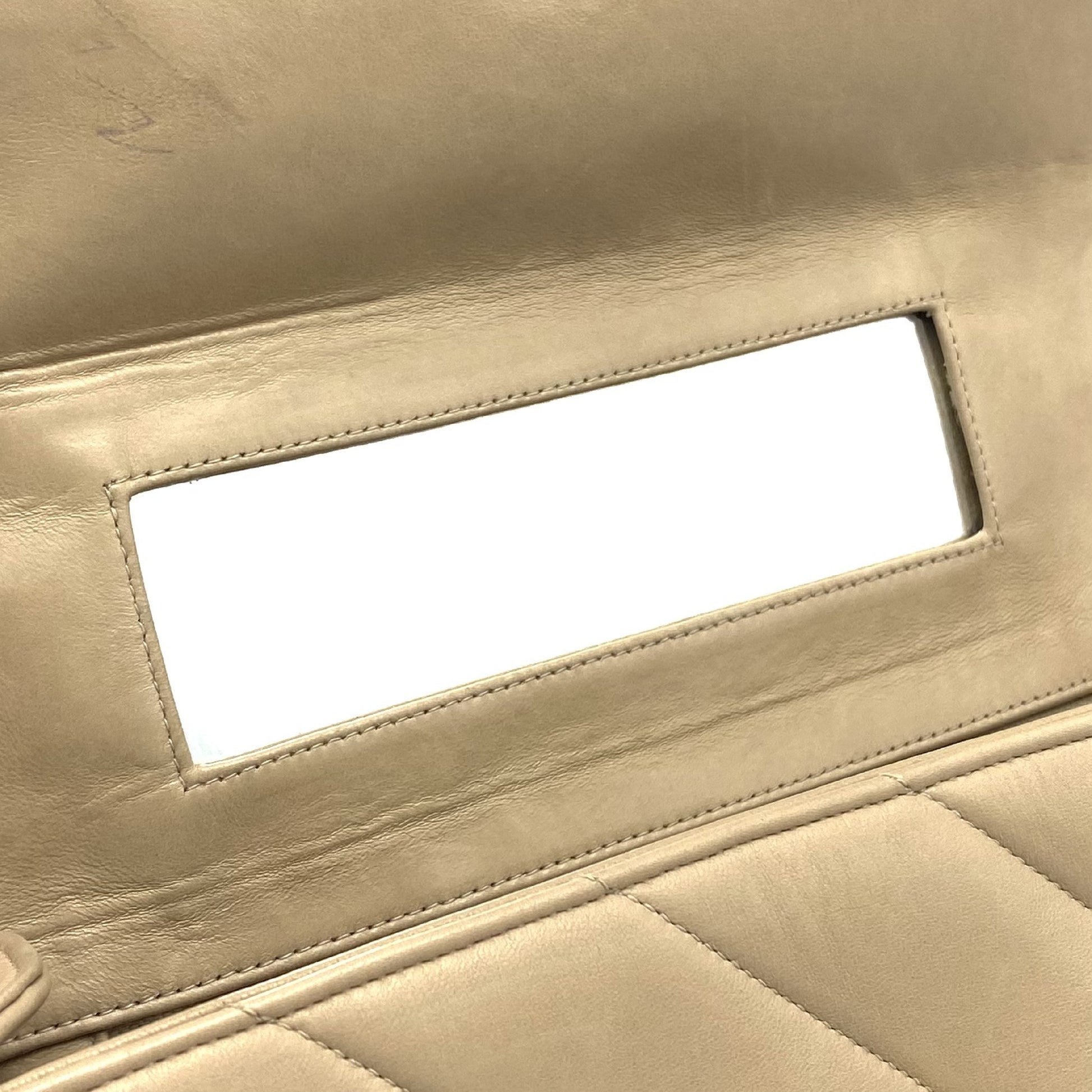 Chanel Vintage Olsen CC Chain Tote Canvas with Leather, BEIGE, LEATHER, Tote bag