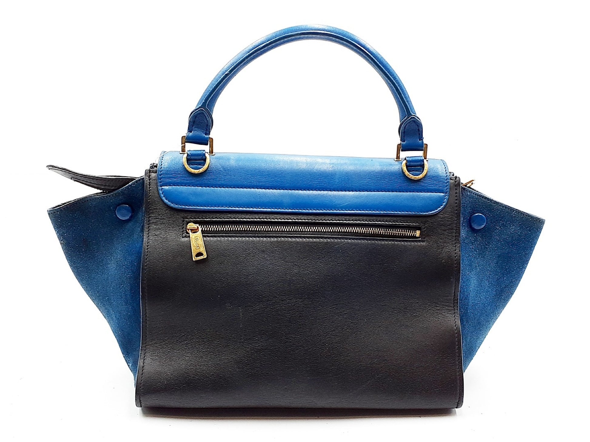 Céline Trapèze, Blue, Leather, handbag