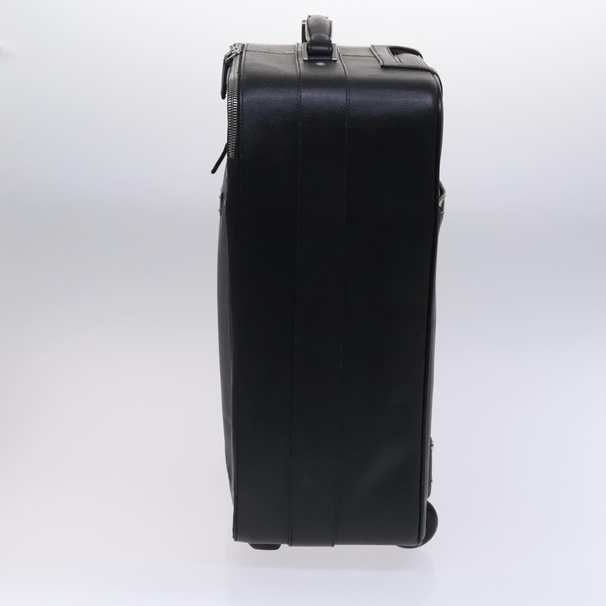 Prada Triangle Logo, Black, Leather, travel