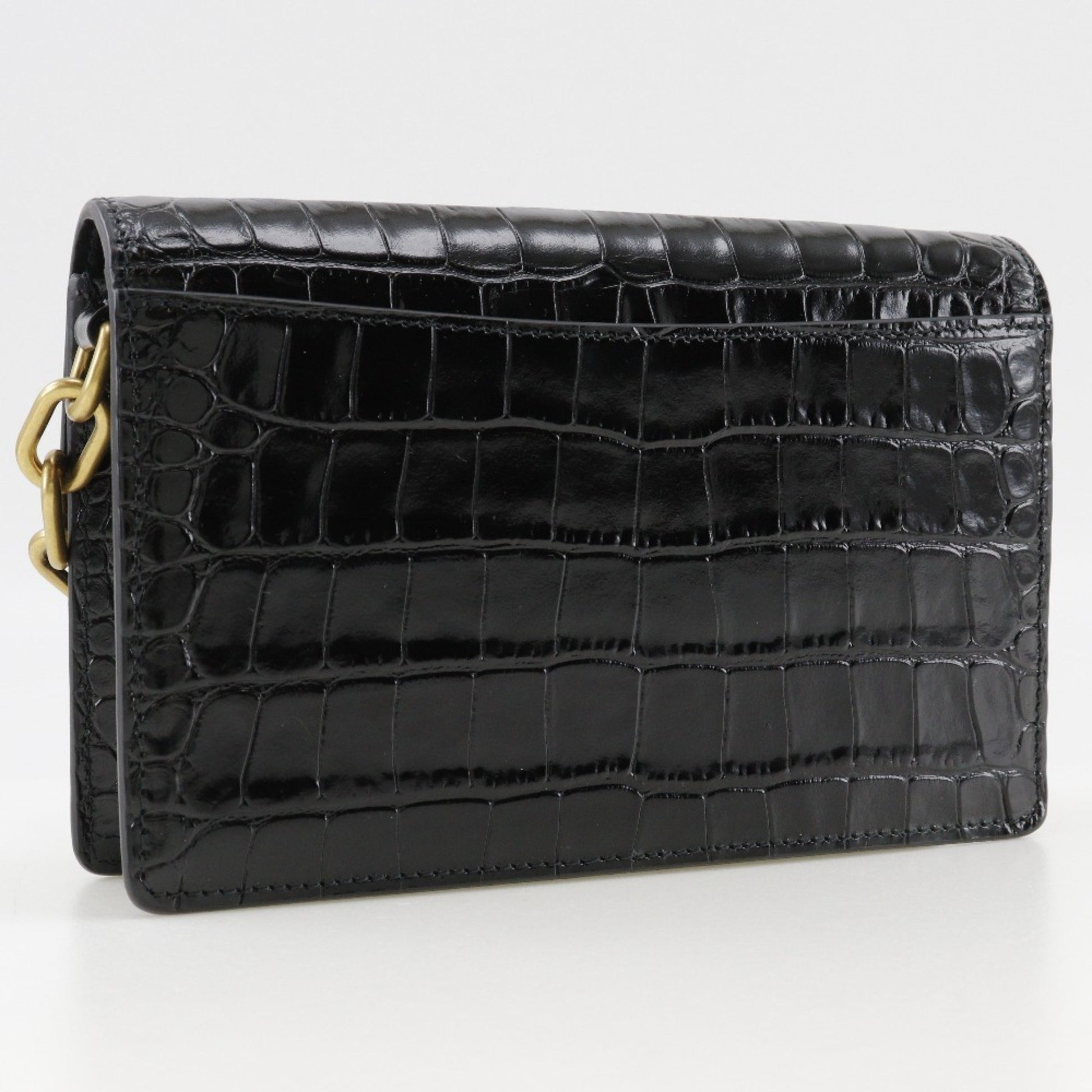 Balenciaga B, Black, Leather, clutch
