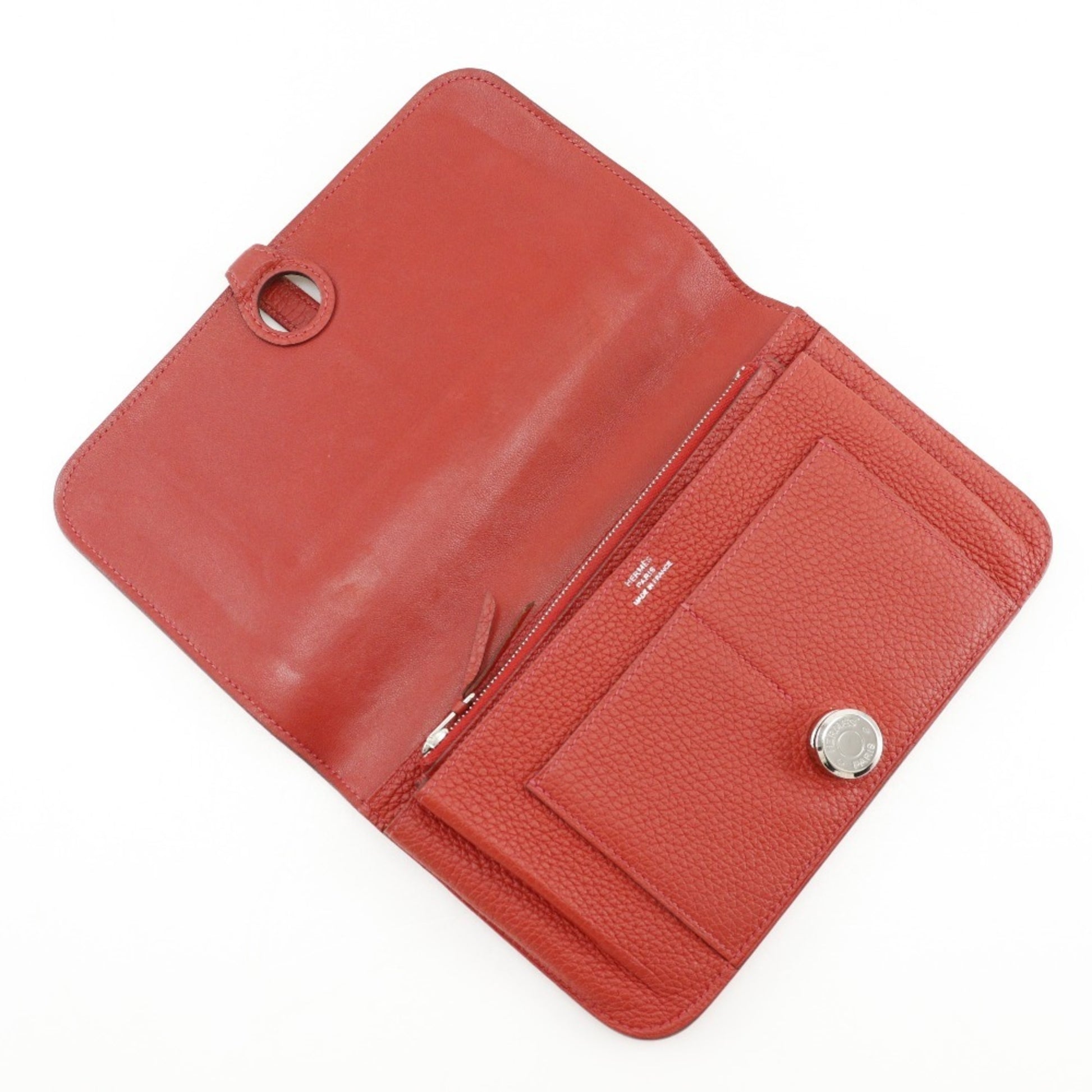 Hermès Dogon, Red, Leather, wallet