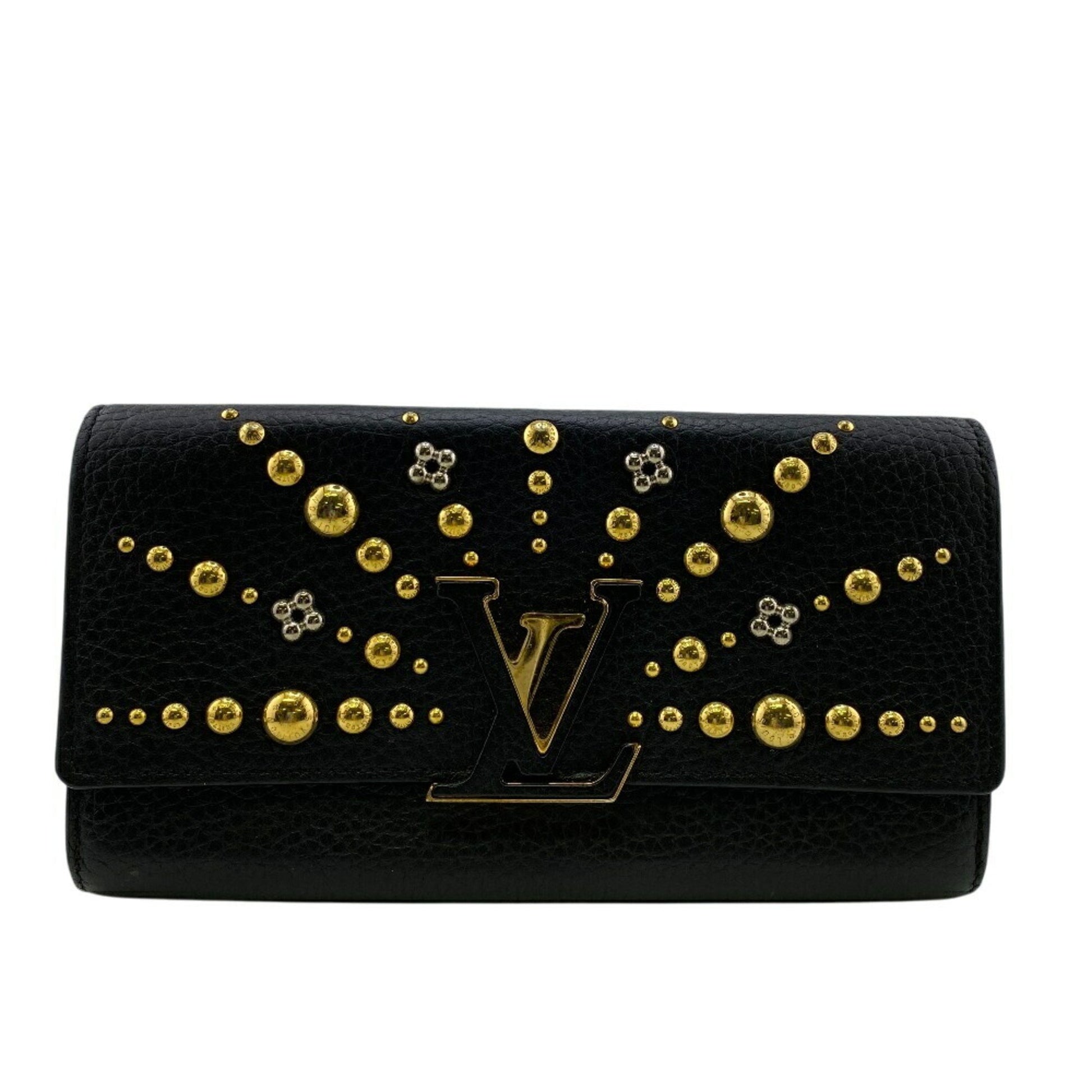 Louis Vuitton Capucines, Black, Leather, wallet