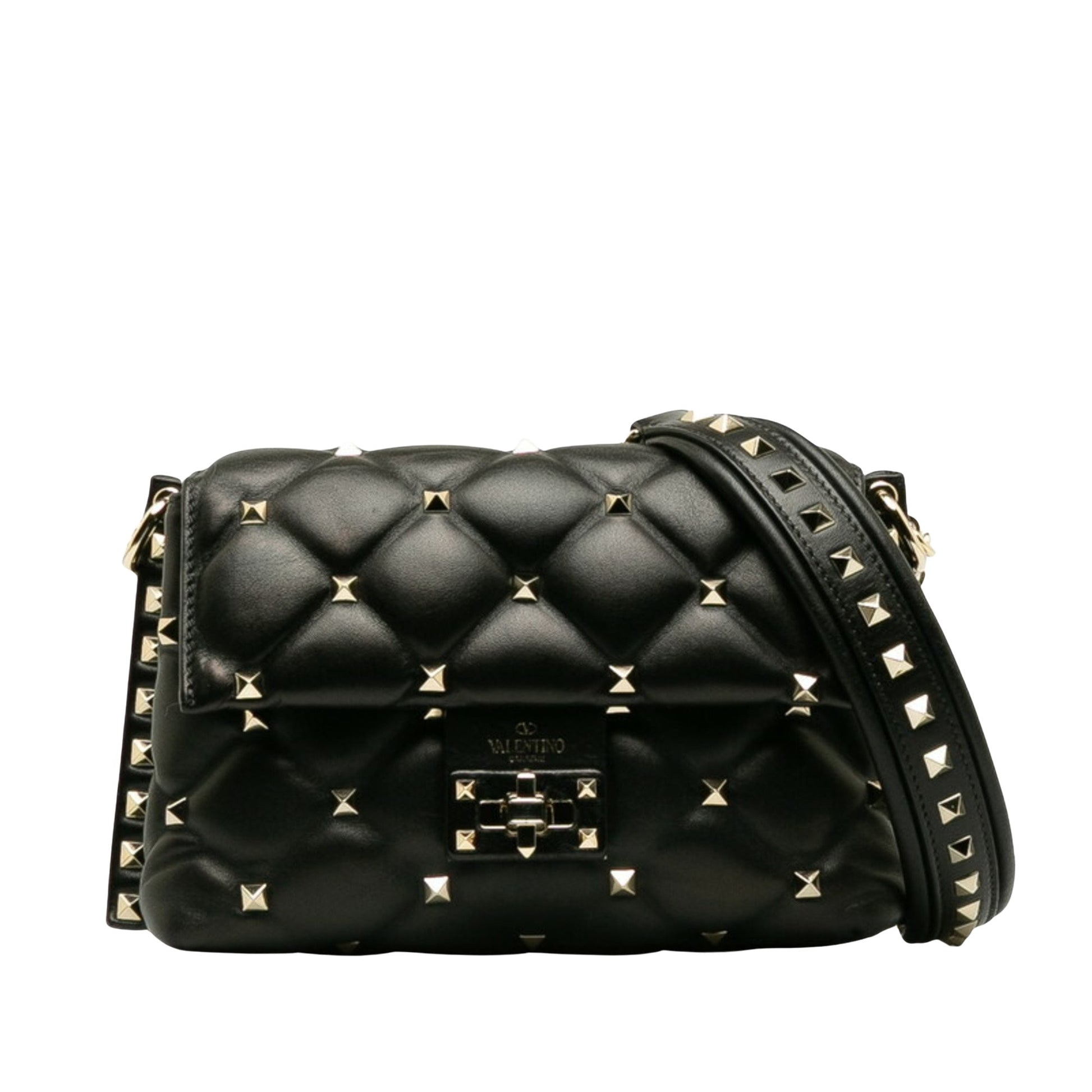 Valentino Garavani Candystud, Black, Leather, shoulder