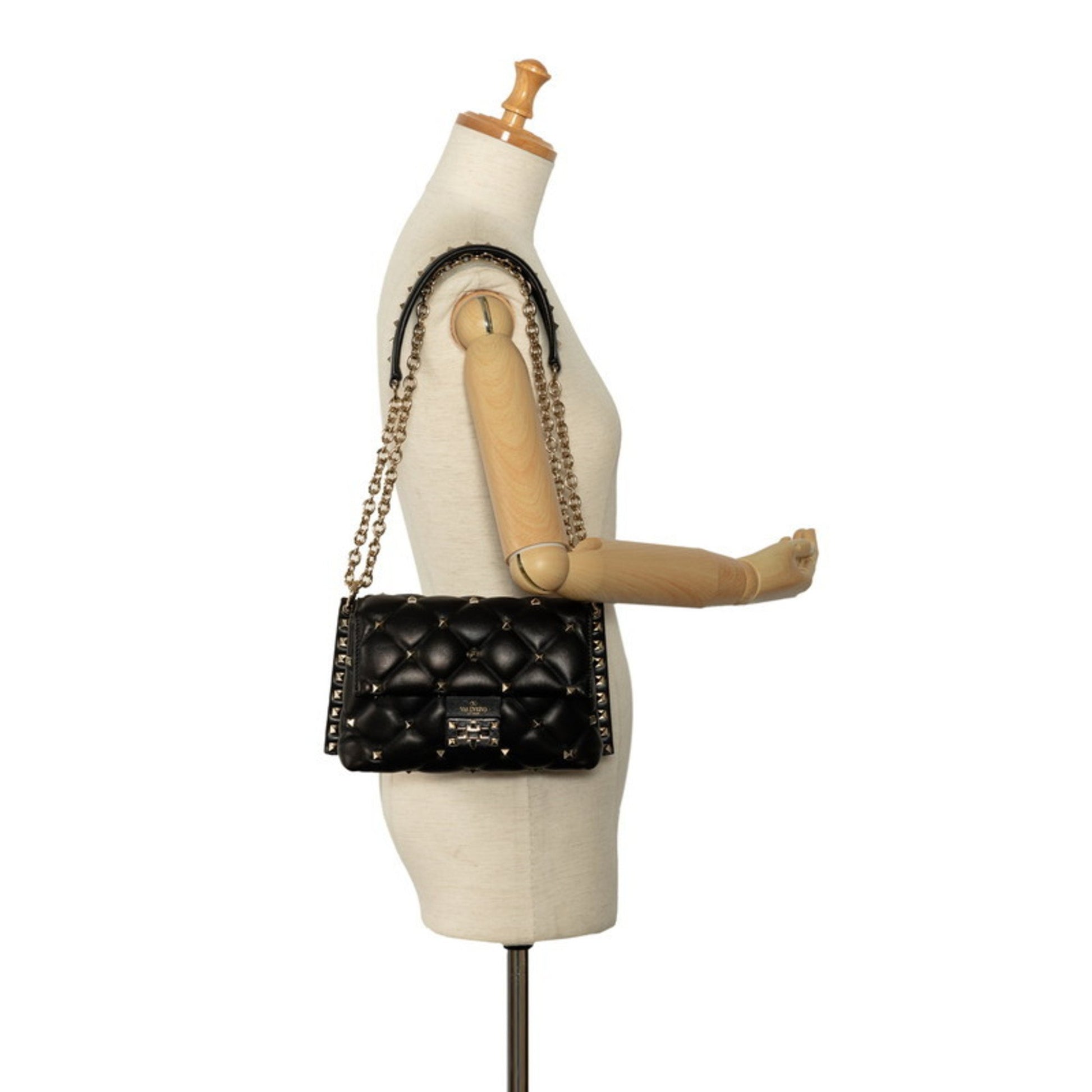 Valentino Garavani Candystud, Black, Leather, shoulder