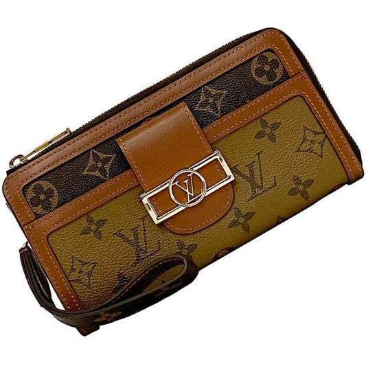 Louis Vuitton Dauphine, Beige, Canvas, wallet