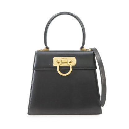 Salvatore Ferragamo Gancini, Black, Leather, handbag