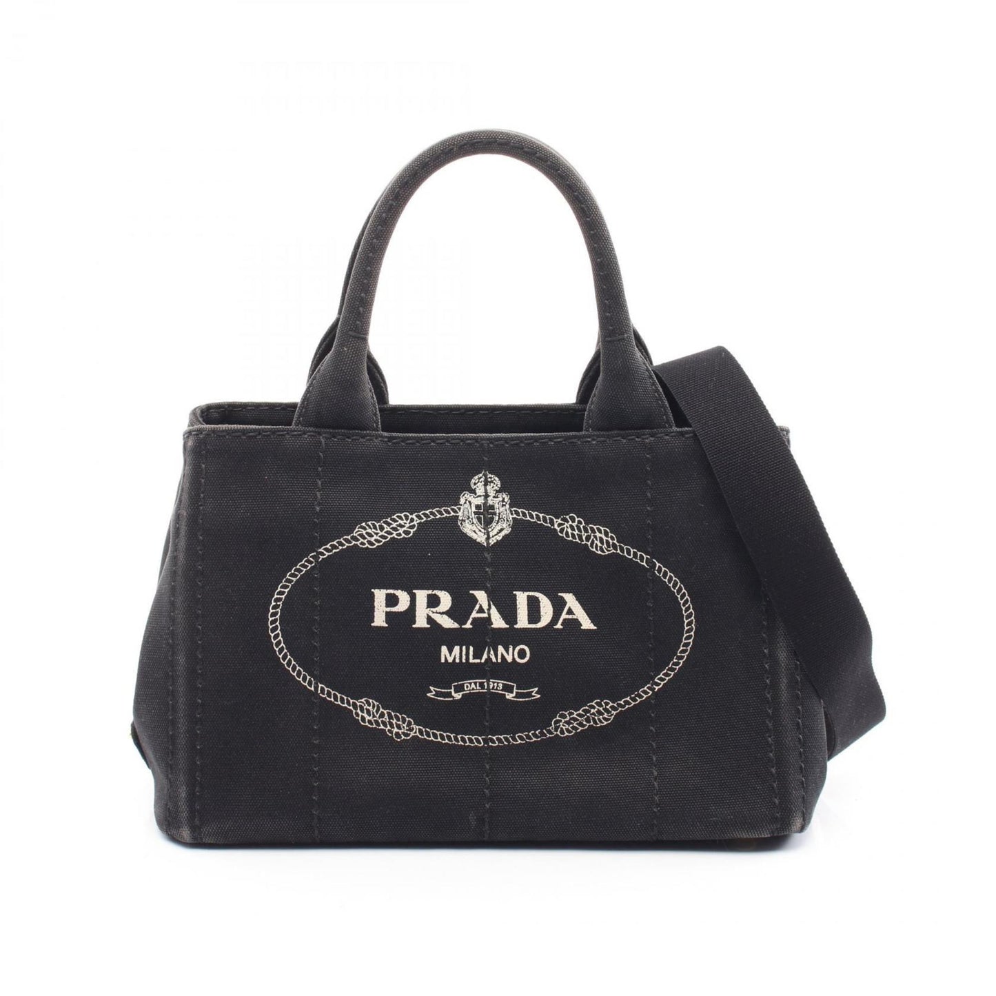 Prada Canapa, Black, Canvas, tote