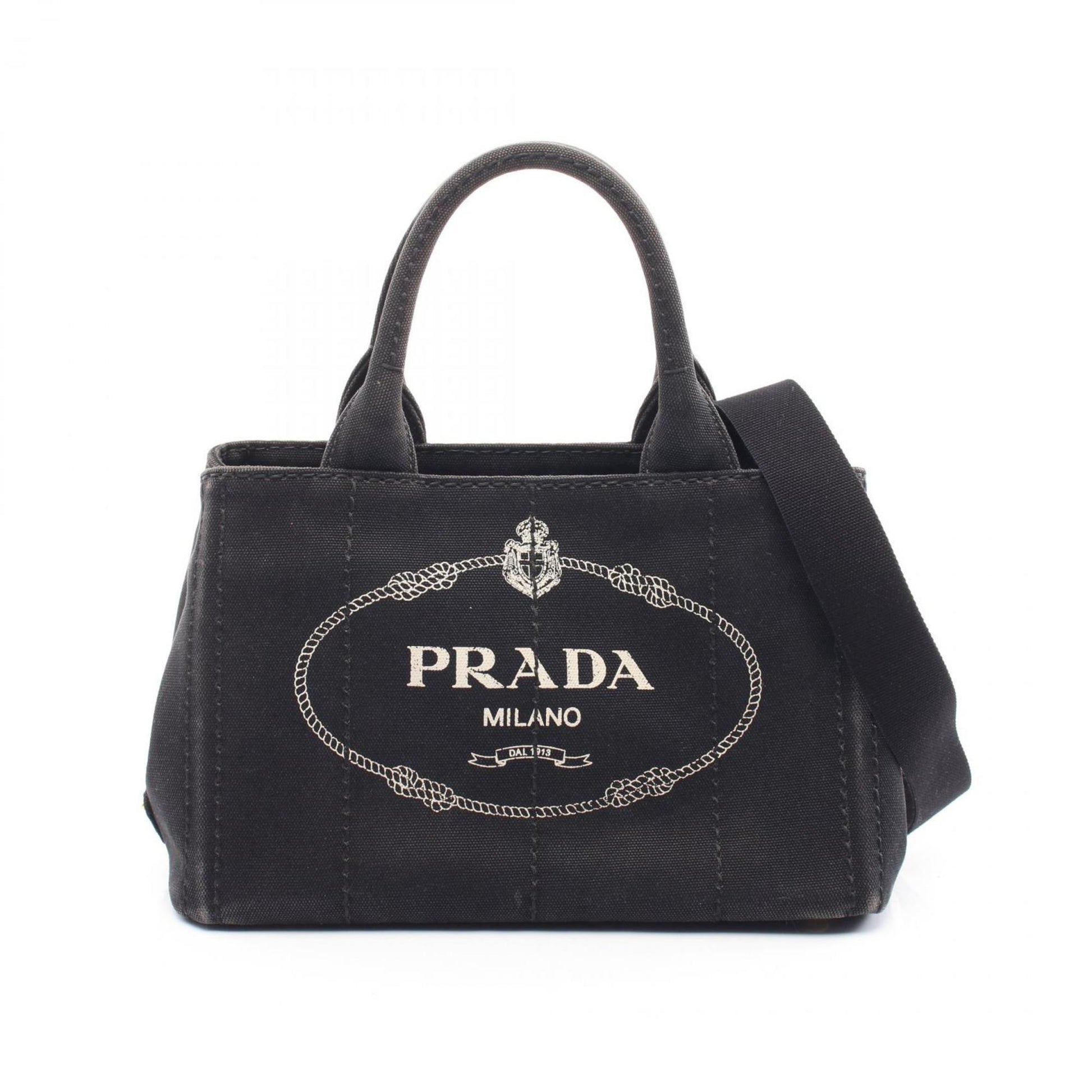 Prada Canapa, Black, Canvas, tote