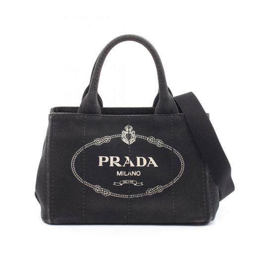 Prada Canapa, Black, Canvas, tote