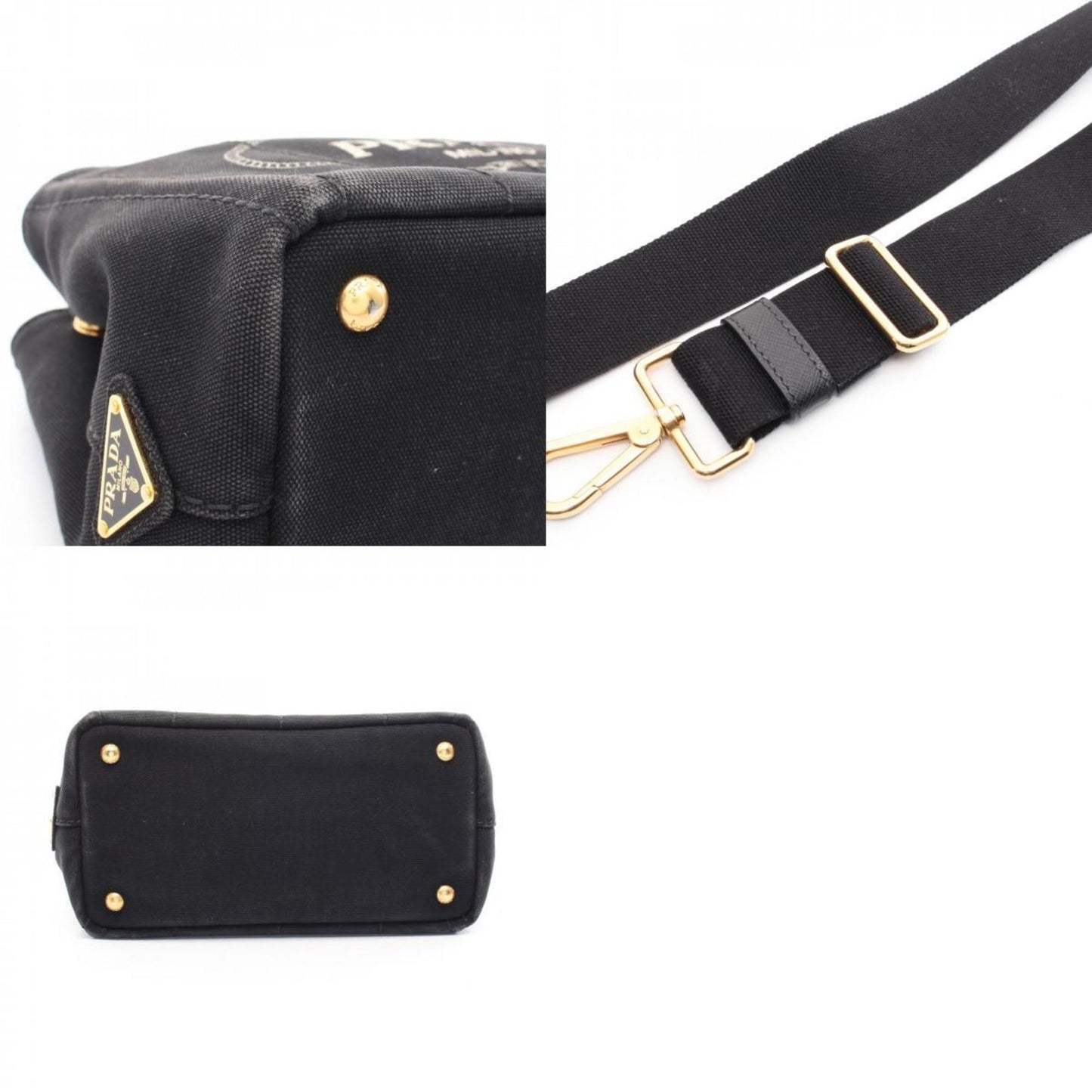 Prada Canapa, Black, Canvas, tote