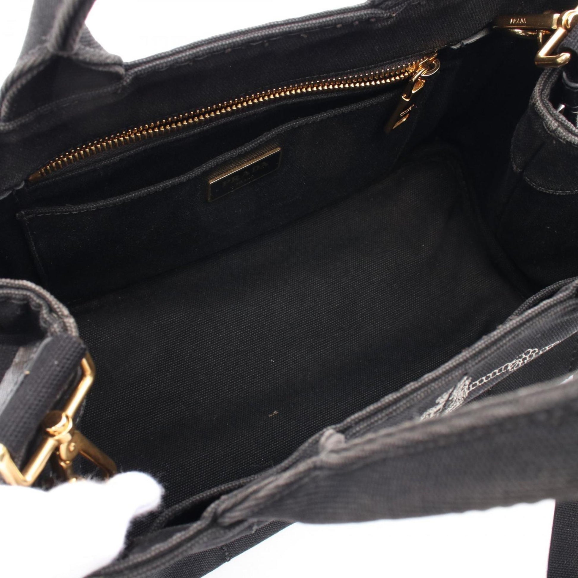 Prada Canapa, Black, Canvas, tote