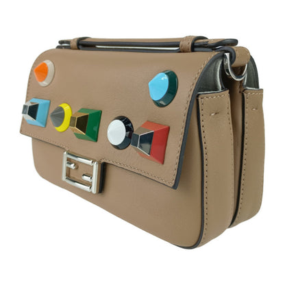 Fendi Chain Baguette Charm Bag Leather, Beige, Leather, Handbag