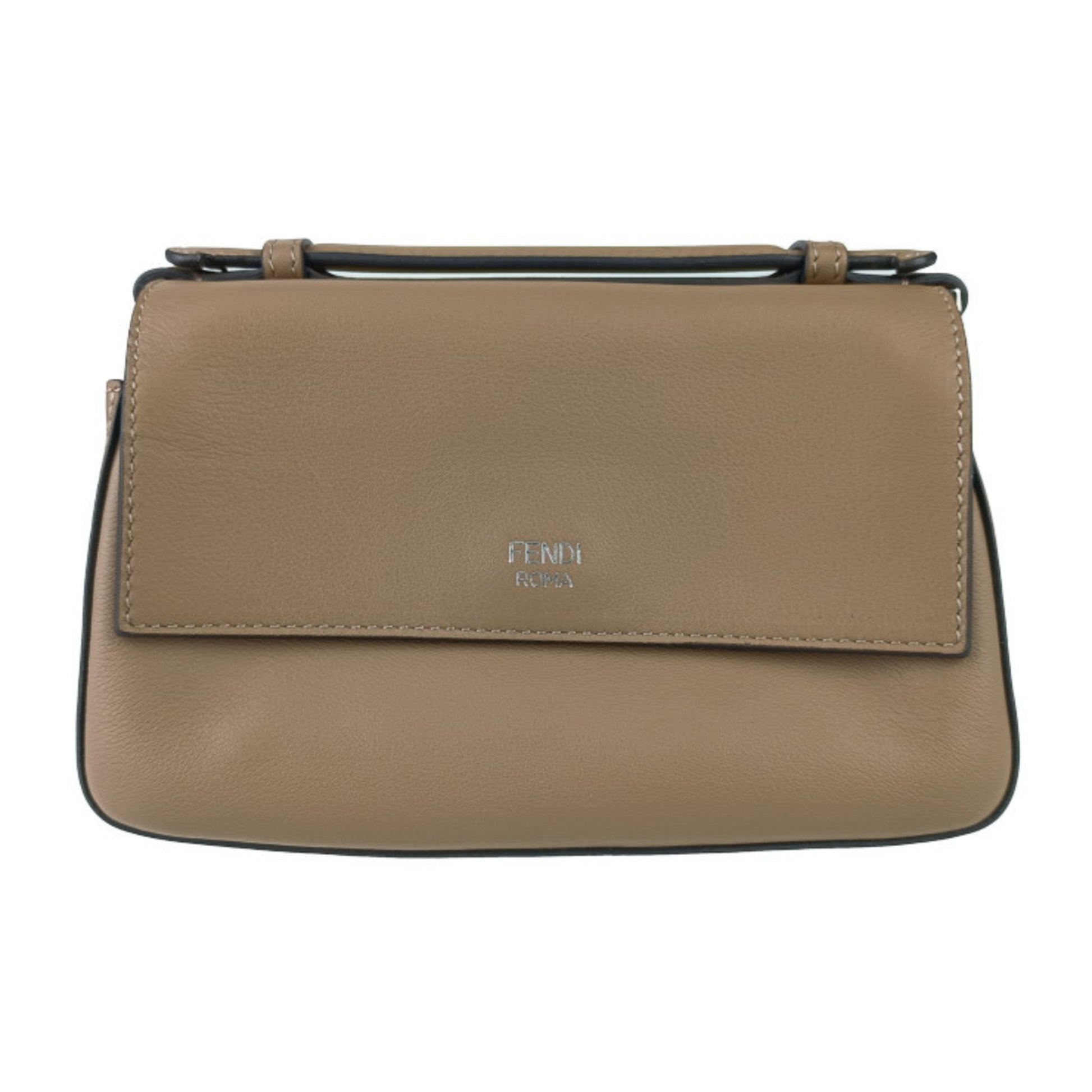 Fendi Chain Baguette Charm Bag Leather, Beige, Leather, Handbag