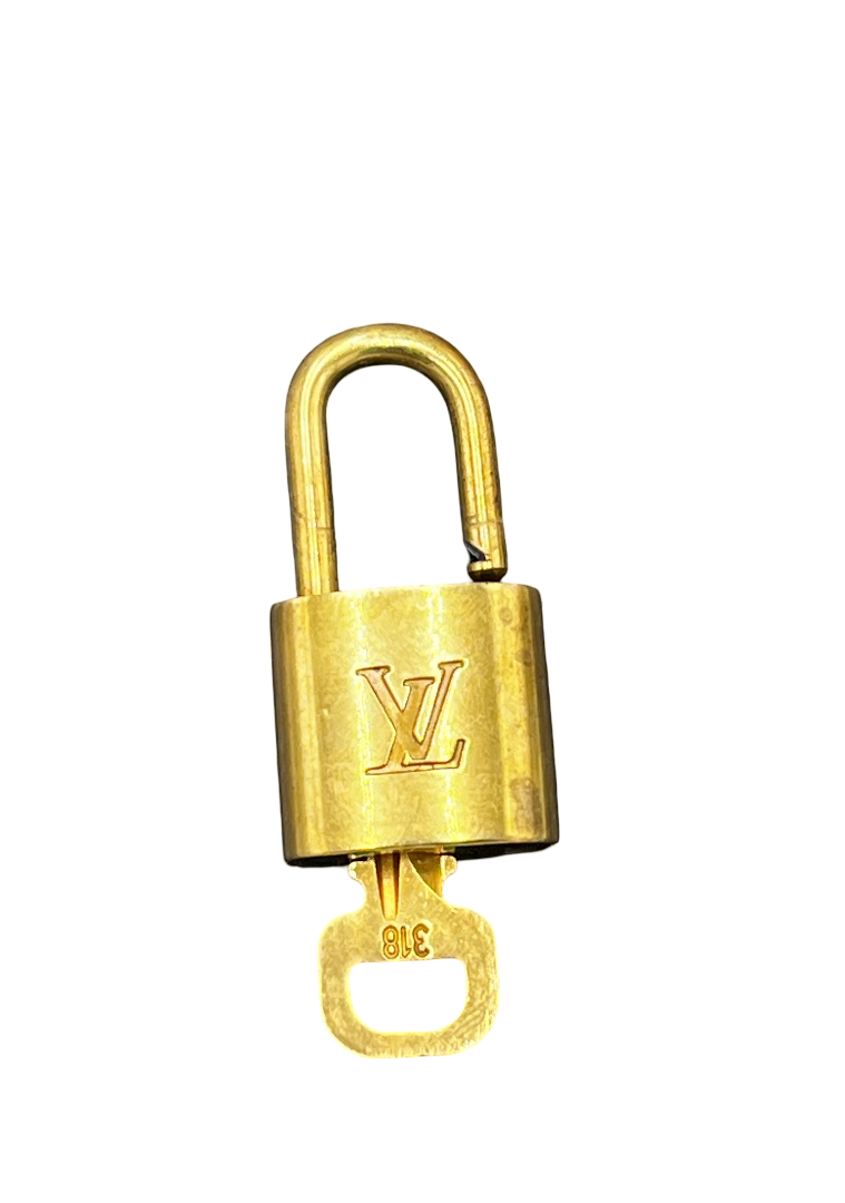 Louis Vuitton Padlock and Key Logo Metal, Gold, Metal, Charm