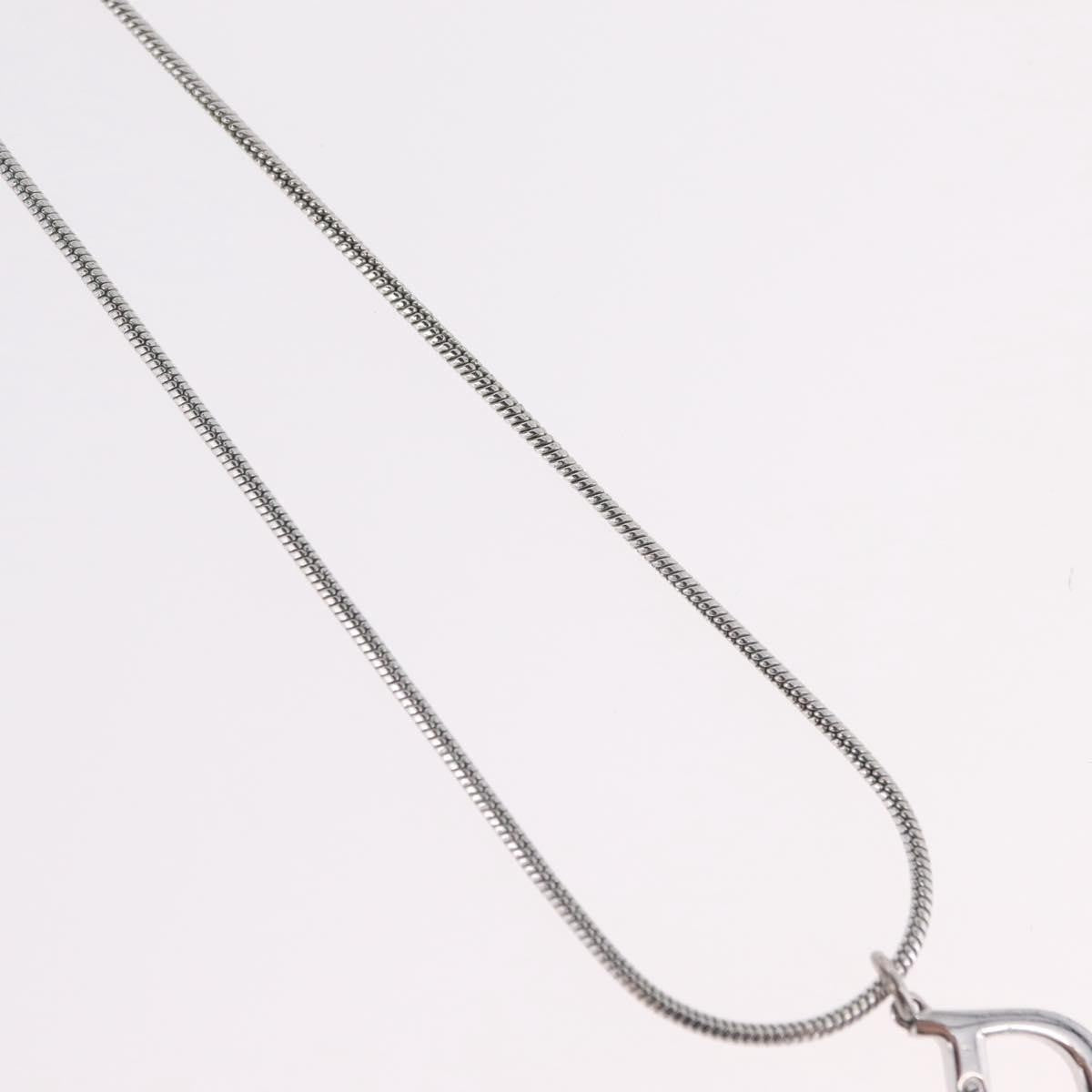 Christian Dior D logo Pendant Metal, Silver, Metal, Necklace